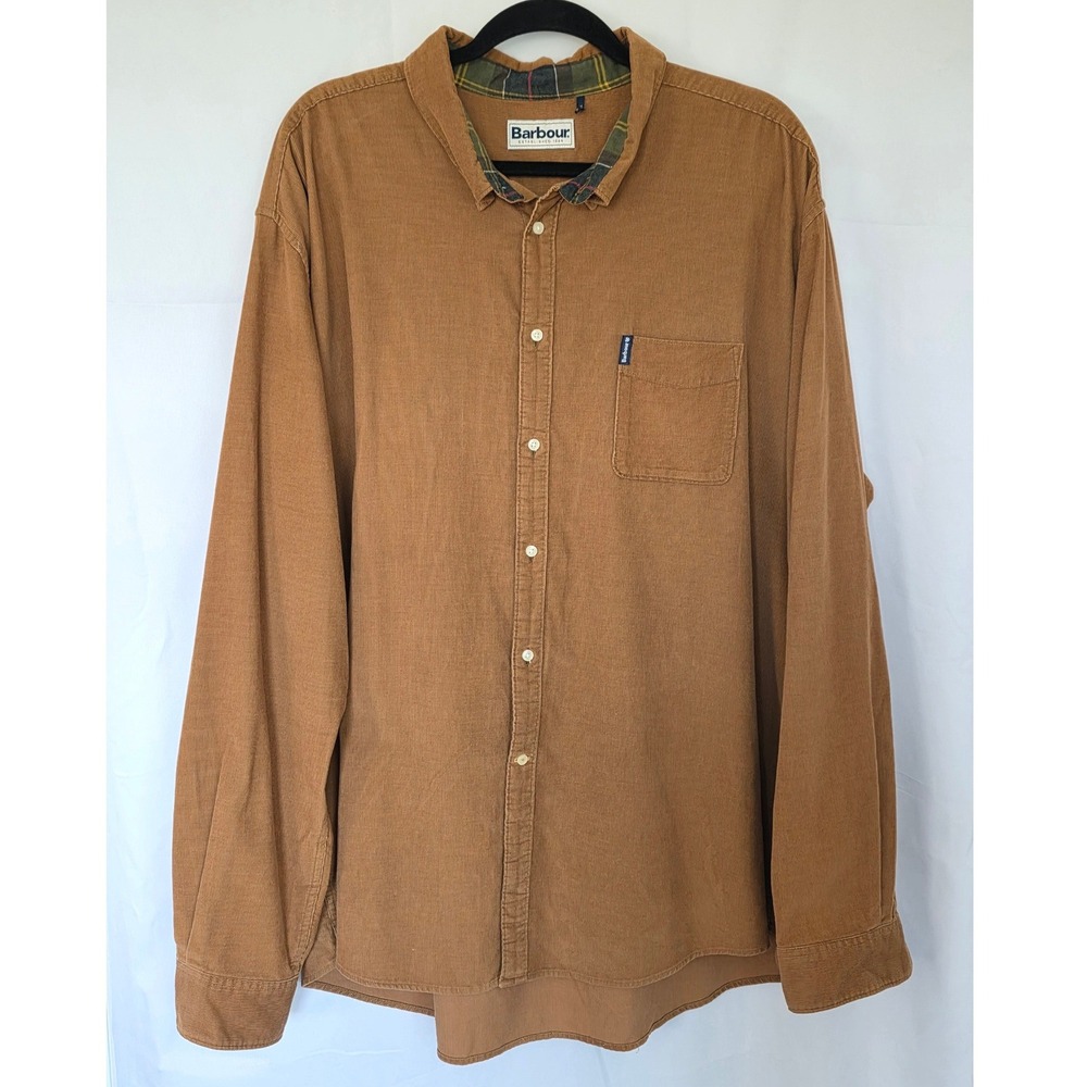Barbour Cord 2 Tailored Shirt Men's 3XL Brown Corduroy Button Down Long Sleeve